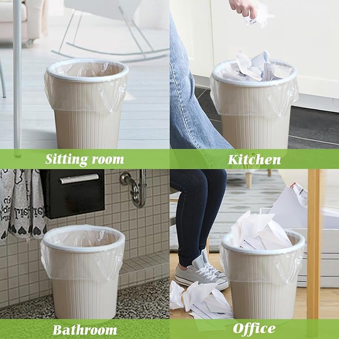 2.6 Gallon 220 Counts Strong Trash Bags Garbage Bags by Teivio, Bathroom Trash Can Bin Liners, Small Plastic Bags for home office kitchen,fit 10 Liter, 2,2.5,3 Gal, Clear