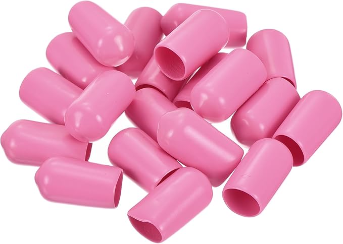 uxcell 20pcs Rubber End Caps 8mm(5/16 inch) ID Vinyl PVC Round Tube Bolt Cap Cover Screw Thread Protectors Pink