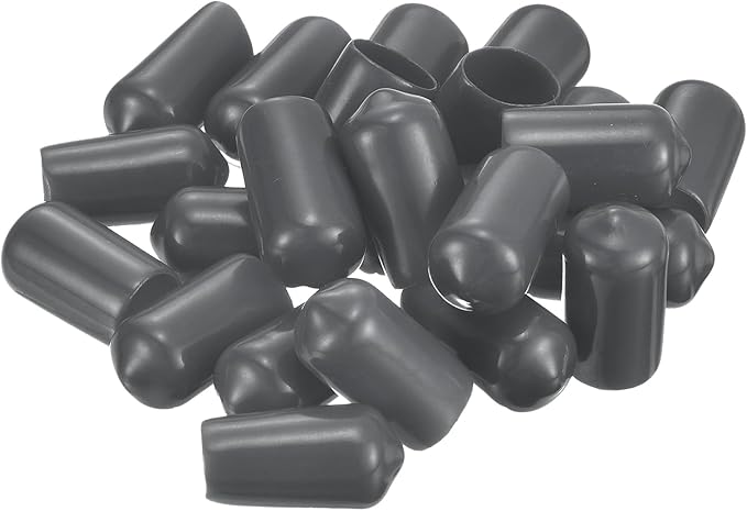 uxcell 20pcs Rubber End Caps 5.5mm ID Vinyl Round Tube Bolt Cap Cover Thread Protectors Dark Grey