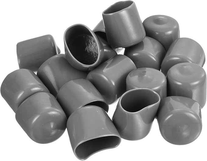 uxcell 20pcs Rubber End Caps Protective Caps 26mm ID Vinyl PVC Round Tube Bolt Cap Cover Screw Thread Protectors, Light Grey