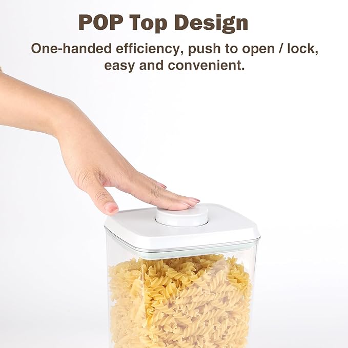 8 Pcs Pop Food Storage Containers Airtight Food Storage Containers Set with Lids Kitchen Pantry Organization and Storage, 3.4Qt, 2.8Qt, 2.1Qt, 1.2Qt