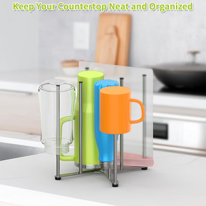 Reusable Bag & Bottle Drying Rack, Baby Bottle Drying Rack, Collapsible Cup Drying Rack for Glass, Mugs -Stainless Steel Countertop Organizer