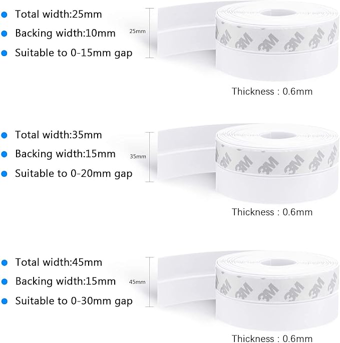 TAROSE Weather Stripping, 16.5 Feet Silicone Door Seal Strip, White, 35mm