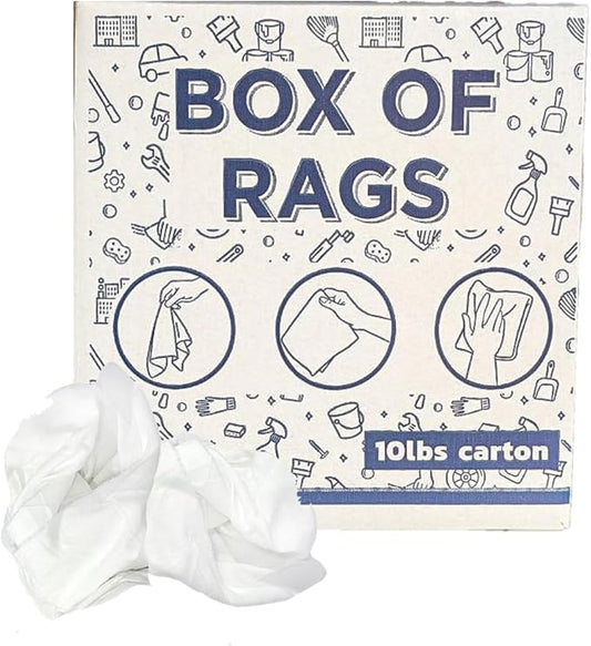 Recycled White Sheeting Cleaning Rags (600 lbs. Pallet 60x10 lbs. Box) – Lint Free White Cotton Cloths for Manufacturing | Automotive | Janitorial | Shop Rags Bulk - Multipurpose