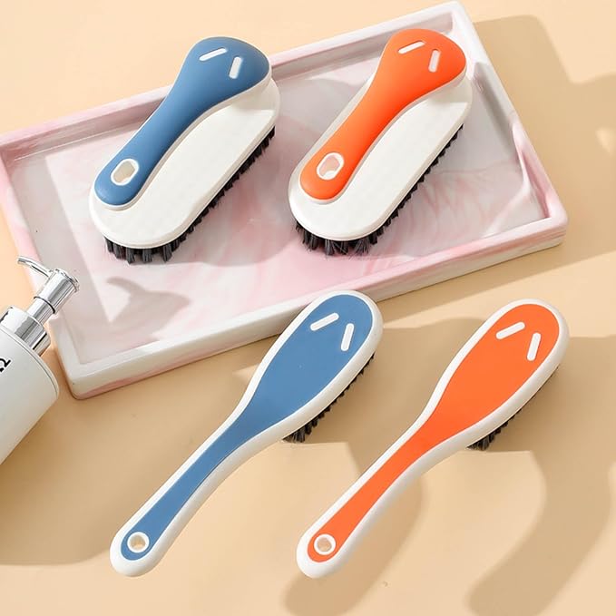 Soft Bristle Scrub Cleaning Brush Stain Remover Brush Fabric Cleaning Brush Laundry Brush Small Scrub Brush Cleaner Household Cleaning Brushes for Carpet, Clothes, Bathroom,Sneaker-2 Pack (Orange)