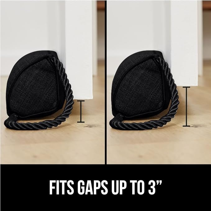 GORILLA GRIP Door Draft Stopper for Bottom of Doors, Weather Stripping Seal Blocks Hot Air, Noise, Bugs, Keeps Cold AC in, Sound Proofing Easy Install Gap Filler, Home Essentials, 38 Inch, Black