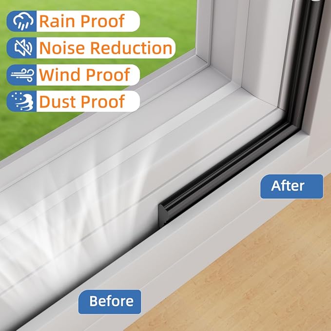 Wedge-Shape Window Weather Stripping Door Frame Seal Strip 3Pcs×196" Black,Upgrade Black Foam,Soundproofing,Draft Stopper,Winter Insulation,Noise Blocker, Gap Filler for Exterior Front Door Side