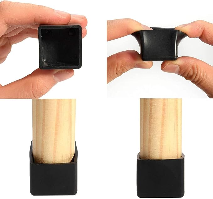 Still Awake 16 Pcs Black Square Anti-Slip Rubber Leg Tips Chair Leg Caps Furniture Floor Protectors Chair Table Bar Stool Leg Covers Furniture Leg Cube Feet 0.79 Inch x 0.79 Inch (20 x 20mm)