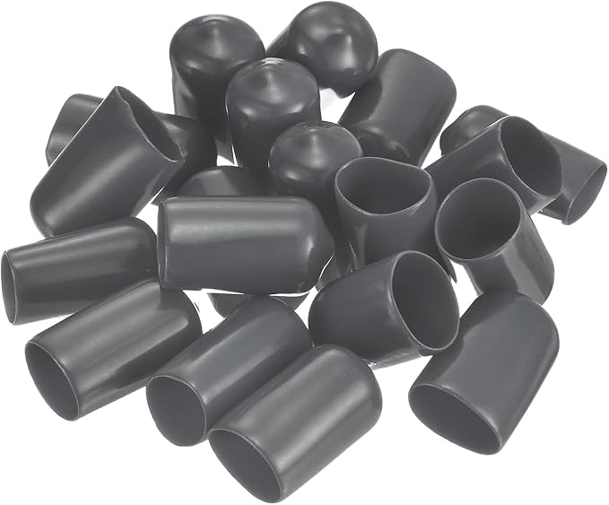 uxcell 20pcs Rubber End Caps 12.5mm(1/2 inch) ID Vinyl Round Tube Bolt Cap Cover Thread Protectors Dark Grey