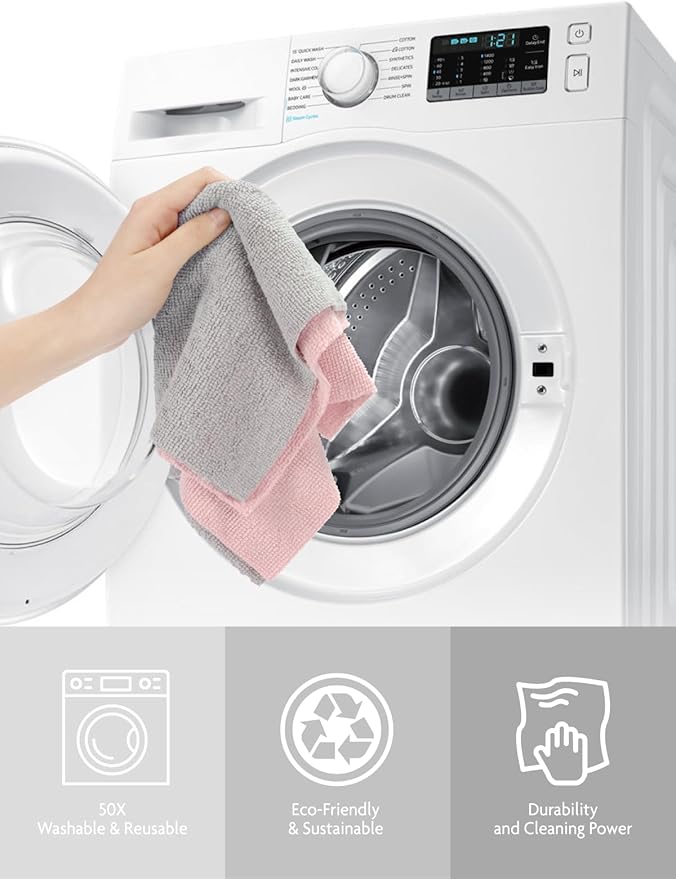 Fantasticlean Microfiber Cleaning Cloth Roll -150 Pack, Tear Away Microfiber Towels, 12" x 12", Reusable, Washable, Ultra Absorbent Dishcloth for Home Supplies, Car, Pet, Kitchen (2 Rolls of Grey)