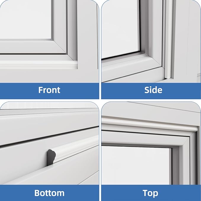 Wedge-Shape Window Weather Stripping Door Frame Seal Strip 2Pcs×196" White,Upgrade Black Foam,Soundproofing,Draft Stopper,Winter Insulation,Noise Blocker, Gap Filler for Exterior Front Door Side