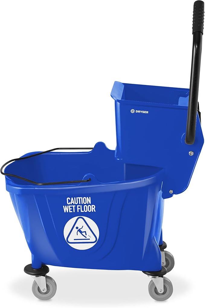Dryser Commercial Side Press Wringer Combo Mop Bucket, 33 Quart, Blue