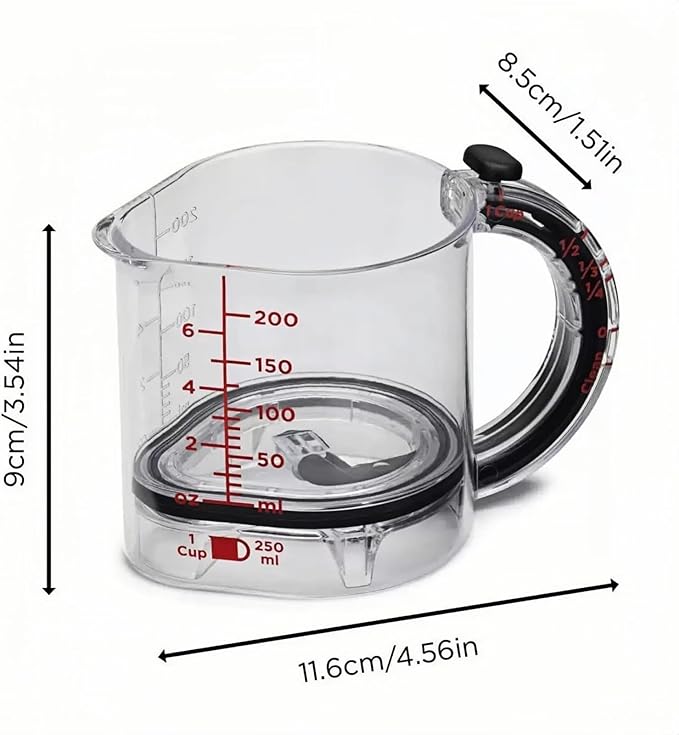 All in One Adjustable Measuring Cup, Push Up Measuring Cup Solid and Liquid, Space Saving, Easy to Clean, Multifunctional Kitchen Measuring Cups for Preparation, Baking, and Cooking (1)
