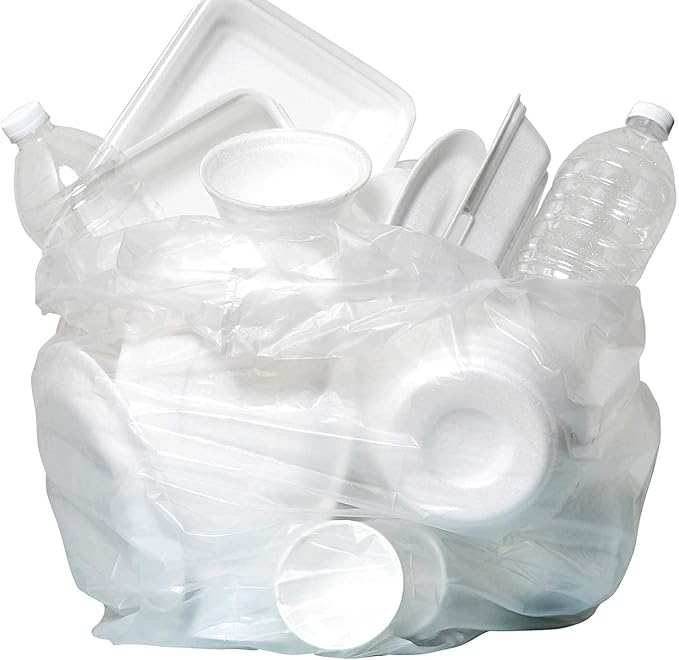 Aluf Plastics High Density Trash Bags, 60 Gallon, 800 Count, 14 Micron (eq), 38" x 60", Clear, for Bathroom, Office, Industrial, Commercial, Janitorial, Municipal, Recycling