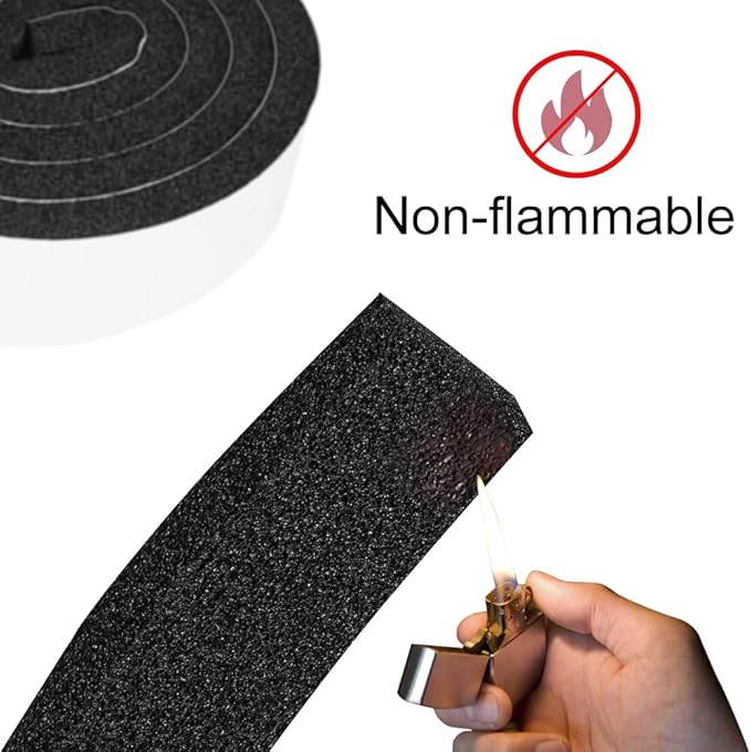 2 Rolls 1/2 Inch W 1/4 T Weather Stripping Air Conditioner Open Cell Foam Seal Tape, Window Insulation High Resilience Seal Strip for Doors Window,Total 32FT