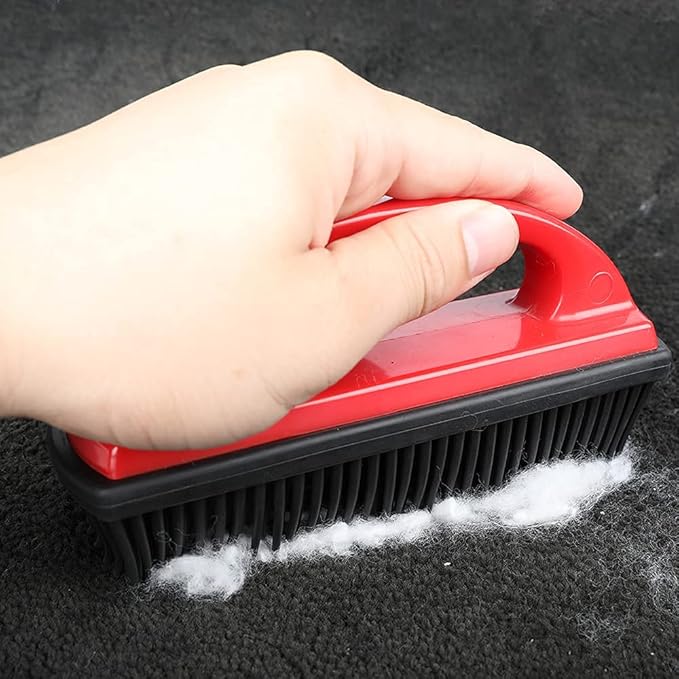 Rubber Pet Cat Dog Hair Removal Brush Lint & Hair Remover Brush,Silicone Lint and Debris Remover for Cleaning, Grooming and Fur Removal, Home,Red