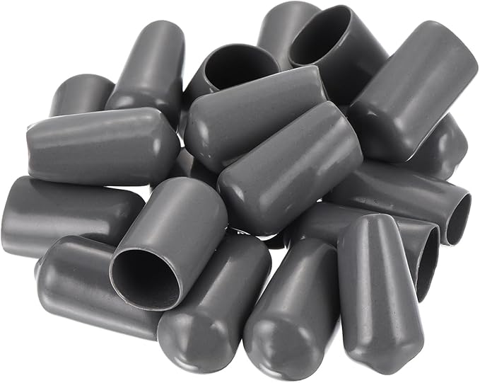 uxcell 20pcs Rubber End Caps 11mm ID Vinyl PVC Round Tube Bolt Cap Cover Screw Thread Protectors Dark Grey