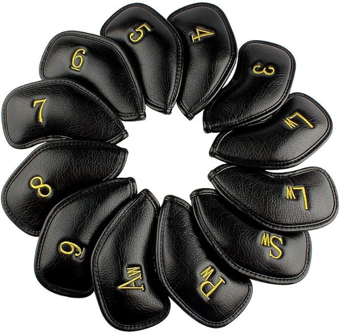 CRAFTSMAN GOLF 12pcs or 1pc Thick Synthetic Leather Golf Iron Head Covers Set Headcover Fit All Brands Callaway Ping Taylormade Cobra Etc. Also Custom Name