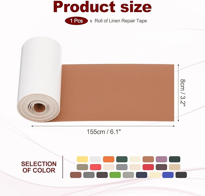 PATIKIL Leather Patches Tape for Furniture, 3.2 x 61 Inch Self Adhesive Vinyl Leather Repair Kit Cover Sheet for Couch, Sofa, Car Seats, Office Chair, Chestnut Brown