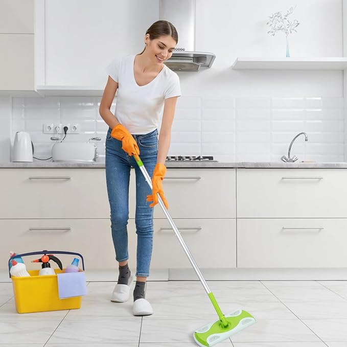 Mop Handle Compatible with Swiffer, Detachable Green Extra Long Mop Handle for Swiffer