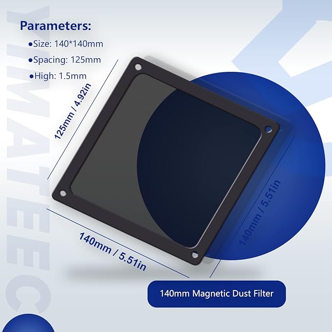 Dust Filter PC 140mm for Computer Cooler/PSU/Routers Nylon 80 Mesh, Magnetic Frame PC Fan Dust Mesh PC Cooler Filter Dustproof Computer Fan Grills (Nylon, 140 * 140mm, 10pcs, Black)
