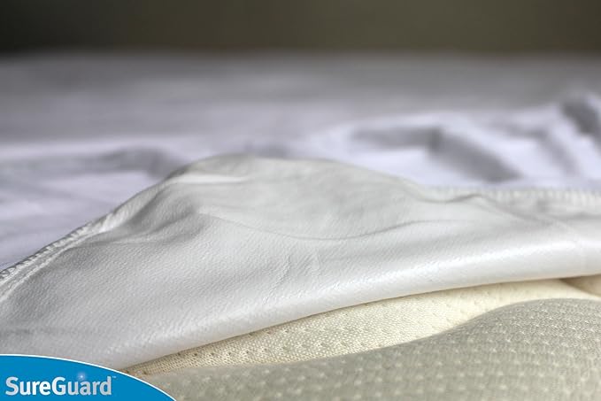 SureGuard King Size Mattress Protector - 100% Waterproof, Hypoallergenic - Premium Fitted Cotton Terry Cover White