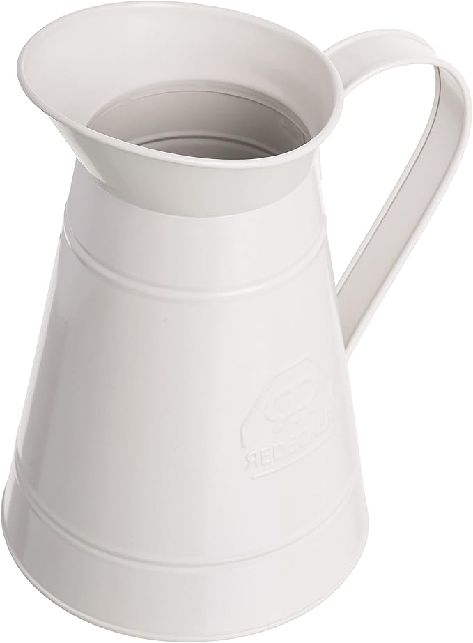 Redecker White Coated Metal Toilet Brush Set with High Grade Nylon Toilet Brush with Oiled Beechwood Handle, Replaceable Head, Vintage Design with Handle and Spout, Made in Germany