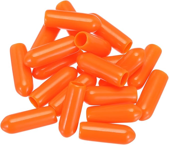 uxcell 20pcs Rubber End Caps 4mm(0.2") ID Vinyl PVC Round Tube Bolt Cap Cover Screw Thread Protectors,Orange