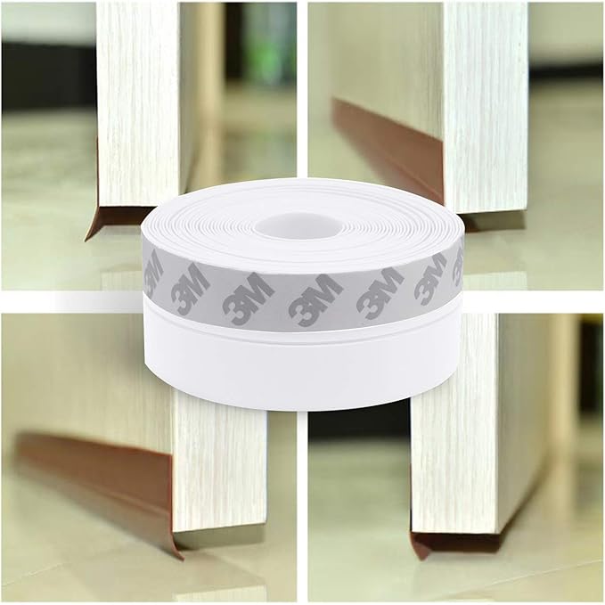 TAROSE Weather Stripping, Silicone Door Seal Strip Door, Window, Transparent 16 Feet Long, White (Width 25mm)
