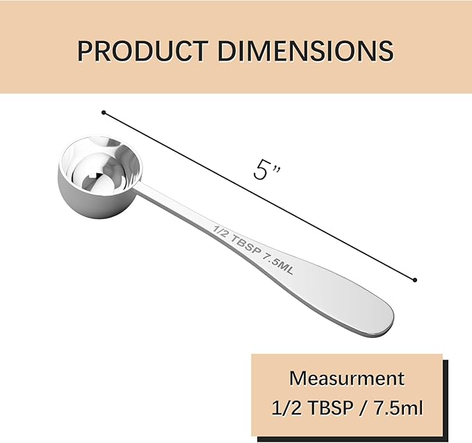 1PCS 1/2tbsp(1.5tsp, 7.5 ml) Single Measuring Spoon, Stainless Steel Individual Teaspoon, Metal Measure Scoop with Gift Box