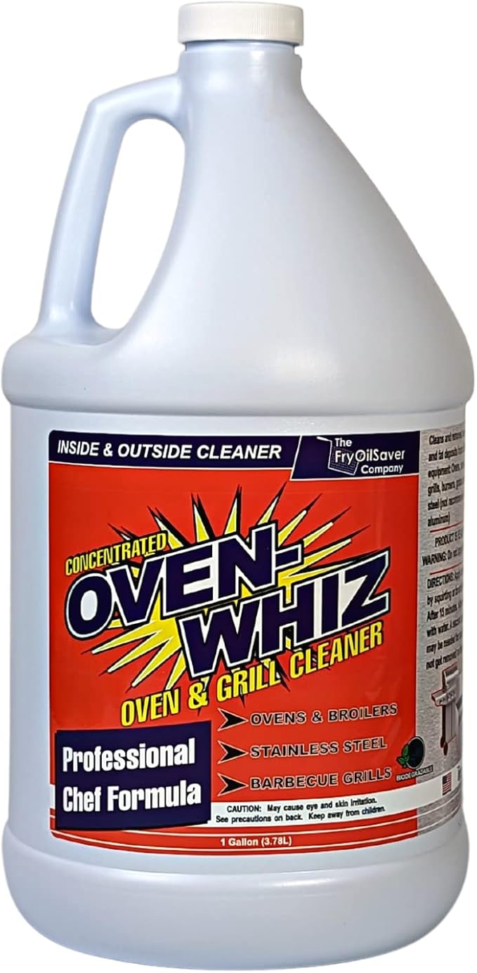 4 x 1 Gallon (512 Oz.) Oven-Whiz Oven & Grill Cleaner by FryOilSaver Co., Tough Stain Buildup, Grease & Food Burnt Eliminator for BBQ Grill, Ovens, Stainless Steel for Home Kitchen, Restaurant & Diner