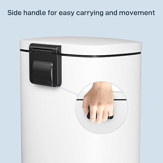 Arlopu 8 Gallon Step Trash Can, Stainless Steel Garbage Bin, Soft-Close Rubbish Bin with Removable Plastic Inner Bucket, Fingerprint-Proof, Lid Dustbin, Suit for Kitchen Home (White, 30L)