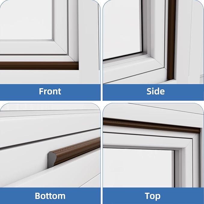 Wedge-Shape Window Weather Stripping Door Frame Seal Strip 3Pcs×196" Brown,Upgrade Black Foam,Soundproofing,Draft Stopper,Winter Insulation,Noise Blocker, Gap Filler for Exterior Front Door Side