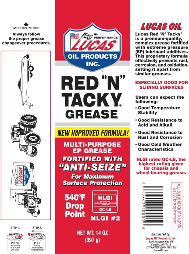Lucas 10005-30PK Red N' Tacky Grease, (Pack of 30)