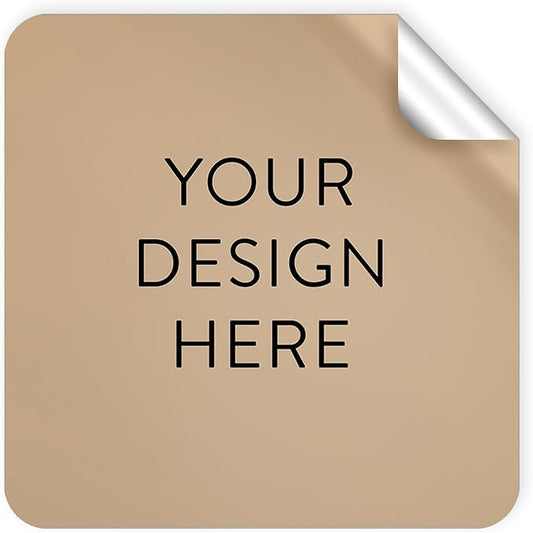 100 Custom Vinyl Stickers - Upload Your own Image, Text, Design, Logo - Personalized Logo Labels for Handmade, Packaging, Bottle, Jars, Candle, Brand Stickers (Brown, 2x2 Square)