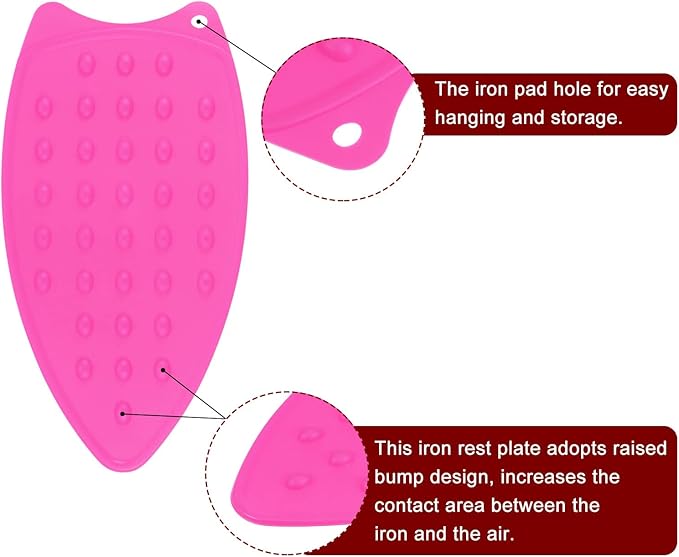HARFINGTON 2pcs Silicone Iron Rest Pad, Multipurpose Iron Hot Resistant Mat Iron Rest Plate for Ironing Board Hot Heat Resistant Steam Compact Mat, Fuchsia