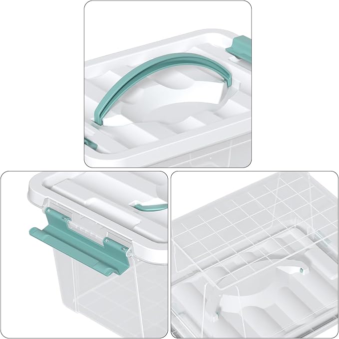 Zopnny 7 Quart Small Clear Storage Latch Box with Lid, Plastic Stackable Storage Bin, 6 Pack