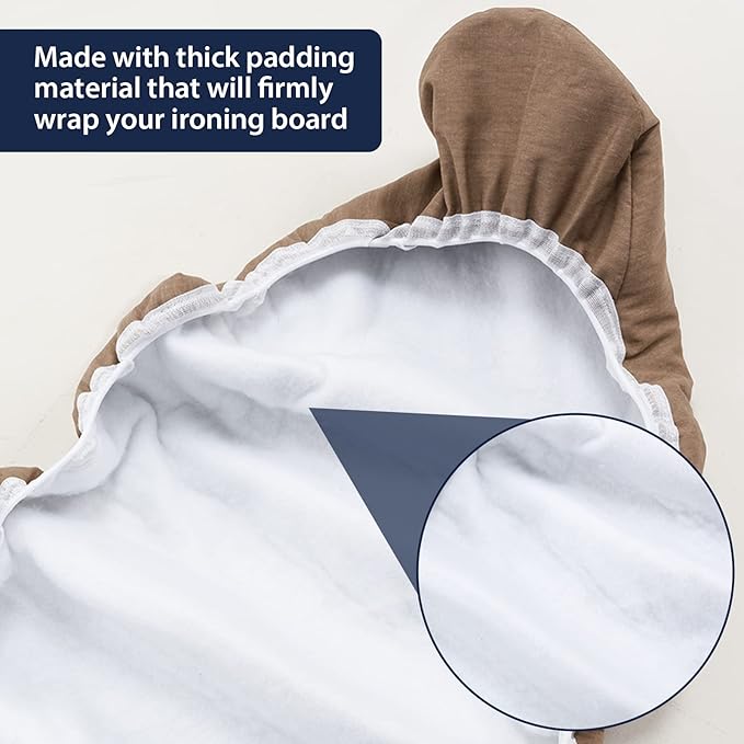 Ironing Board Cover 12 x 32 inch, Fits Table Top Ironing Board Heat Reflective, 3 Layers Thick Padding with Elasticized Edges, Small Iron Board Cover (Brown)
