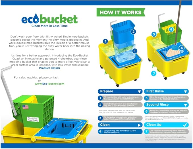 Eco-Bucket, Mop Bucket, Clean Mopping System, Mop Bucket with Wringer