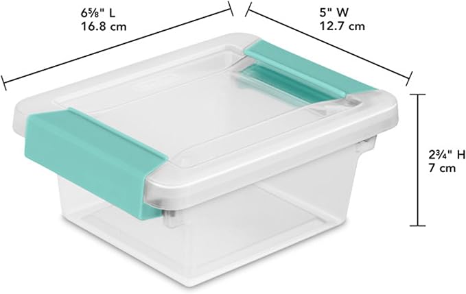 Sterilite 12-Pack Clip Box, Stackable Clear Plastic Bins with Latching Lids, Mini - Writing, Arts or Crafts Supplies Storage Containers for Home, Office, Classroom and Workshop Organization