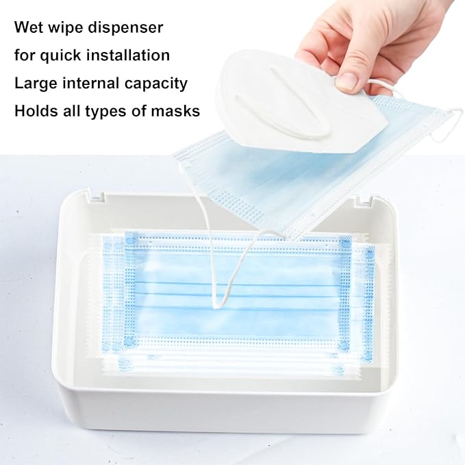 2Pcs Diaper Wipes Dispenser, Refillable Wipe Container, Wipe Container with Sealing Design Lid, Keep Wipes Fresh,Wet Wipes Cases (White and White)