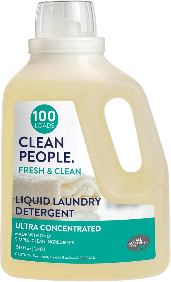 The Clean People Liquid Laundry Detergent - Recyclable Packaging, Stain Fighting - Ultra Concentrated, Laundry Soap - Fresh Scent, 50 fl oz
