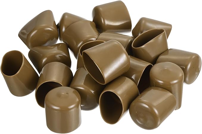 uxcell 20pcs Rubber End Caps 29mm(1 1/8") ID Vinyl PVC Round Tube Bolt Cap Cover Screw Thread Protectors Light Brown