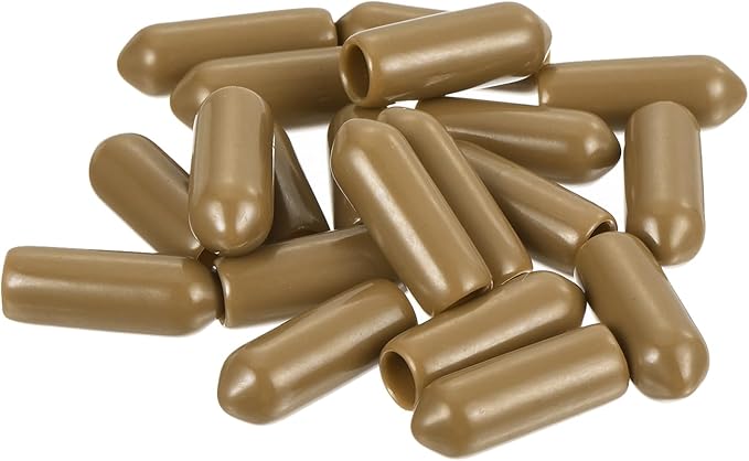 uxcell 20pcs Rubber End Caps 5mm(3/16") ID Vinyl PVC Round Tube Bolt Cap Cover Screw Thread Protectors Light Brown
