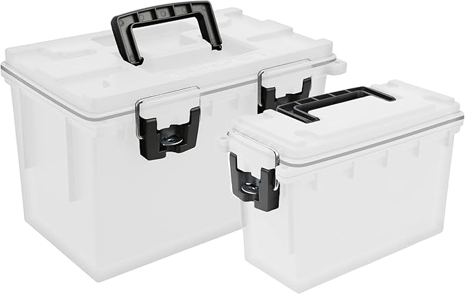 Sheffield 12722 Storage Bins With Lids, 2-Pack Stackable Storage Bins, Made in USA, Lockable and Water-Resistant Containers with Lids, Plastic Containers for Home, Classroom, and Dorm
