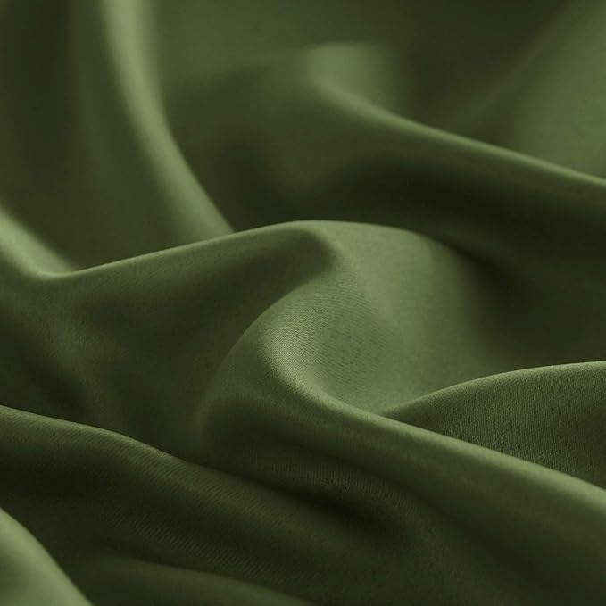 DWCN French Door Curtains – Rod Pocket Thermal Blackout Curtain for Window/Patio Doors/Doorways/Classroom/Kitchen for Privacy, 23W by 72L Inches, 1 Panel with Tieback, Olive Green