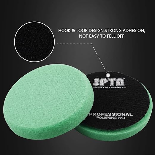 Green Heavy Cut Pad, 3Pc 5 Inch Buffing Polishing Pads for 125mm Backing Plate Compound Buffing Sponge for Car Buffer Polisher Compounding, Polishing and Waxing