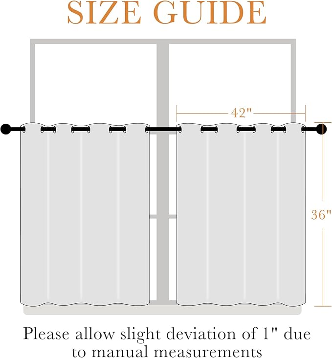 PONY DANCE Blackout Small Window Curtains for Bathroom 36 inch Length, Room Darkening Light Block Short Privacy Solid Drapes for Kitchen Bedroom Basement(2 Panels, W 42 x L 36 inches, Biscotti Beige)
