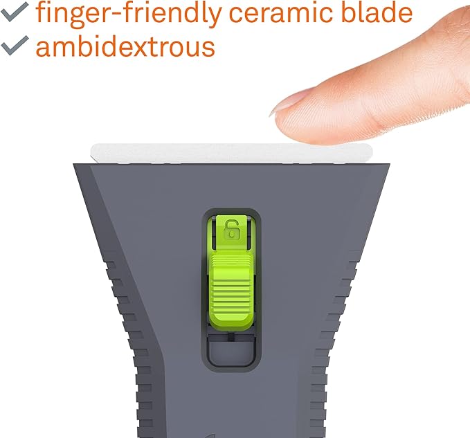 Slice 10593 Regular - Auto-retractable, Utility Scraper, Ceramic Blade Automatically Retracts, Rust Free, Finger Friendly, Soft-Touch Comfort Grips Reduce Strain, 1 Pack