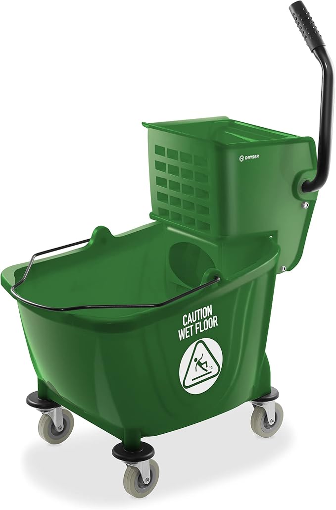 Dryser Commercial Side Press Wringer Combo Mop Bucket, 33 Quart, Green